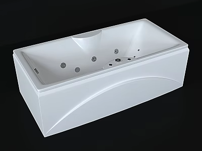 White Freestanding Bathtub With Whirlpool Jets And Modern Curved Design 3d model