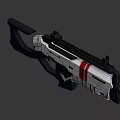 Futuristic Sci Fi Weapon With White Red Accents Black Frame And Tactical Grip