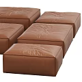 Modern Brown Leather Sofa Set With Modular Seating Units And Ottoman 3d model