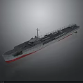 Water Vessel With Gray Body Red Bottom Mast And Deck Equipment