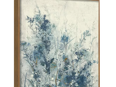 Soft Blue Gray Botanical Painting With Herbs And Flowers In Watercolor Style On Light Background 3d model