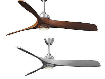 Modern Ceiling Fans With Wooden And Metal Blades And Built In Light 3d model