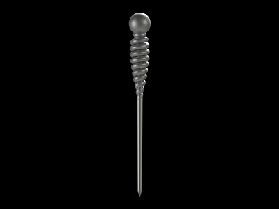 Spiral Design Metal Weapon Featuring Spherical Head Long Shaft And Pointed Tip 3d model