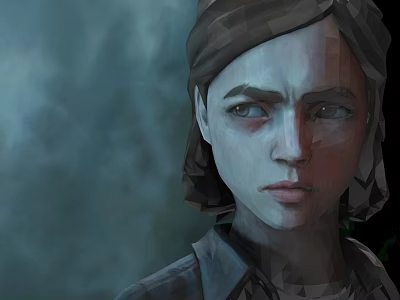 Serious Female Game Character With Intense Gaze And Hazy Background 3d model