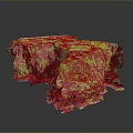Detailed Cliffside Architectural Components With Green Vegetation Top Road And Rocky Layers