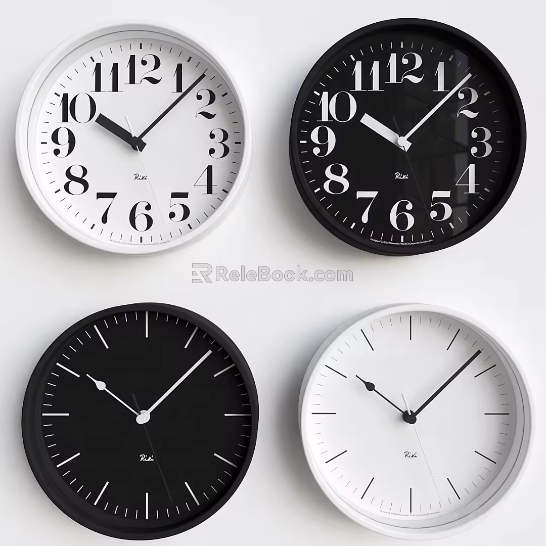 Clock combination round clock wall clock 3d model