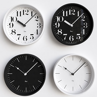 Clock combination round clock wall clock 3d model