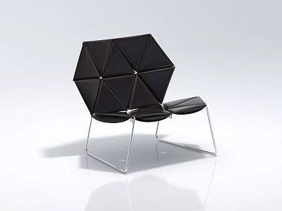 Modern Leisure Chair With Geometric Design Black Fabric And Silver Metal Legs 3d model