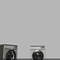 Two Modern Front Loading Washing Machines With Black And White Exterior Design 3d model