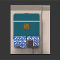 Miniature Public Transport Seat Compartment With Blue Patterned Seats Green Wall And Pink Frame