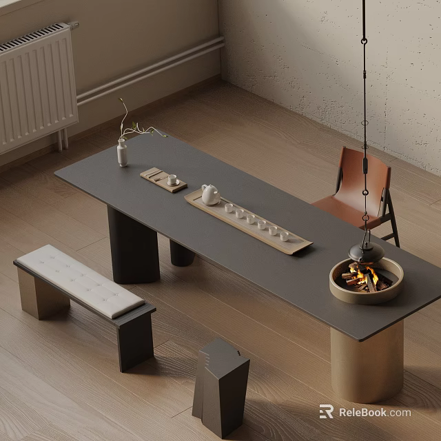 Modern Bookshelf Design with Open Wooden Shelves Books and Decorative Items 3d model 
