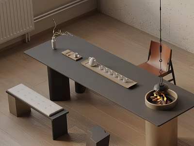 Modern Bookshelf Design with Open Wooden Shelves Books and Decorative Items 3d model