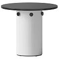 Modern Round Table with White Cylindrical Stools and Black Knob Accents Set 3d model