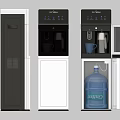Two Modern Water Dispensers With Closed And Open Doors Blue Water Bottle Inside