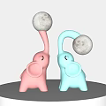 Cute Pink and Blue Elephant Shaped Table Lamps with Moon Light Design