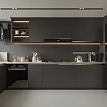 Modern Kitchen Interior Design With Dark Cabinets Open Layout Island Counter And Appliances