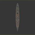 Detailed Large Warship Model With Multiple Turrets Gray Deck and Red Bottom Hull 3d model