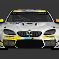 BMW Racing Car With Yellow White Livery Aerodynamic Body And Rear Spoiler