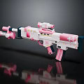 Pink And White Toy Gun Model With Scope And Decorative Elements 3d model