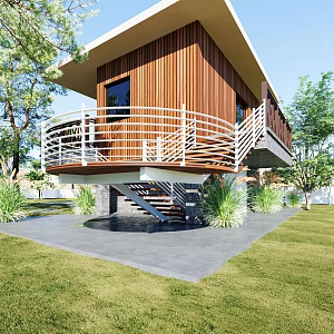Villa Viewing Stairs Spinning Stairs 3d model
