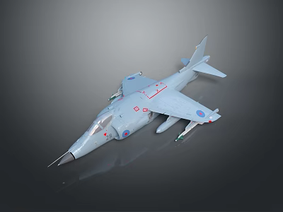 Light Gray Military Jet Model With Red Blue Markings And Weapon Attachments 3d model