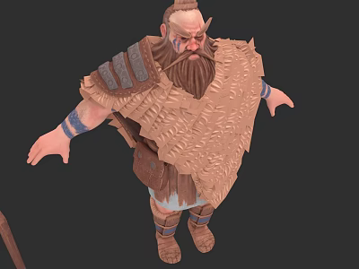 Nordic Berserker Viking Wild Beard Muscle Axe 3d model