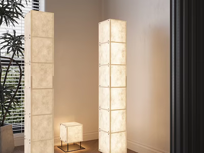 Modern Lighting Combination With Layered Floor Lamps And Small Square Table Lamp For Contemporary Interior 3d model