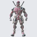 Deadpool Game and Movie Character in Red and Black Suit with Utility Belt and Swords