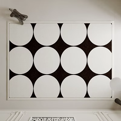 Square Rug With Black And White Large Circles Pattern 3d model