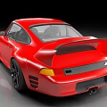 Red Sports Car With Glossy Body And Black Alloy Wheels