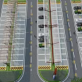 Modern Parking Lot With Covered Areas Parking Spaces Road Layout And Entrance Sign