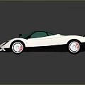 Sporty White Supercar With Green Windshield Black Front Design And Rear Spoiler