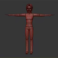 Red Haired Female Character In Black Top And Gray Pants With Arms Outstretched On Gray Background