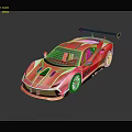 Sleek Red Sports Car With Black Stripes And Rear Spoiler Design