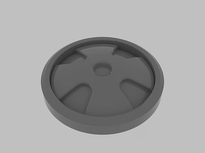 Gray Circular Mechanical Wheel With Central Hole And Spoke Patterns 3d model
