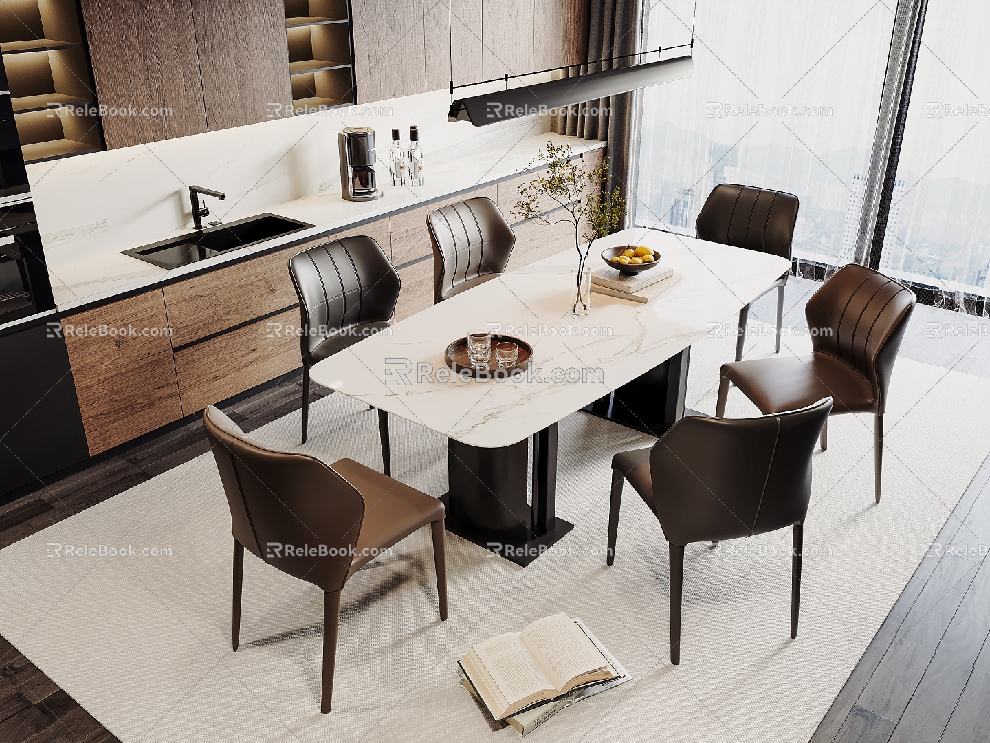 Modern Dining Table and Chair 3d model