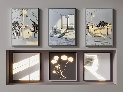 Decorative Wall Paintings Featuring Various Scenes And Light Effects 3d model