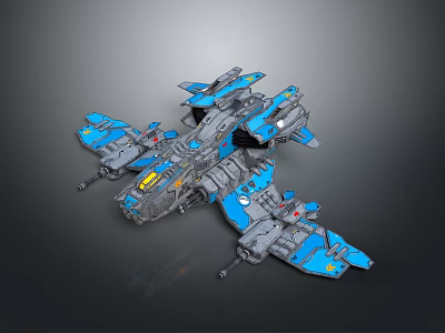Futuristic Scifi Spacecraft Model with Blue Gray Intricate Structure for Cosmic Exploration Missions 3d model