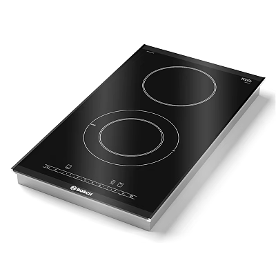 Modern Black Glass Induction Cooktop With Two Burners And Control Buttons 3d model