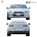 White Nissan GT-R Sports Car With Streamlined Body Sporty Wheels And Yellow Brake Calipers
