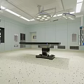 Sterile Operating Room Interior With Surgical Table Hanging Lights And Medical Devices