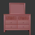 Dark Wood Dresser With Carved Drawers And Mirror For Bedroom Storage