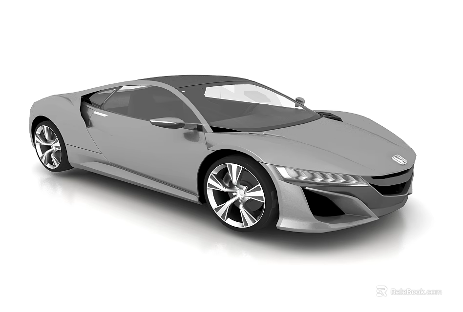 Silver Sports Car With Sleek Design Large Alloy Wheels And Modern Exterior 3d model 