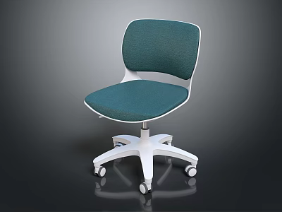 Modern Office Chair With Green Upholstered Seat And Backrest White Frame Swivel Wheels 3d model
