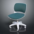 Modern Office Chair With Green Upholstered Seat And Backrest White Frame Swivel Wheels