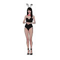 Woman Wearing Black Bodysuit With Bunny Ears And Red Bow Tie