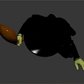 Witch Character With Pointed Hat Green Skin Black Patterned Dress Striped Stockings And Wooden Staff