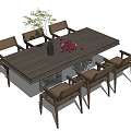 Quiet table and chair combination 3d model