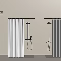 Modern Bathroom Accessories With White Shower Curtains Black Shower Heads And Handheld Showers
