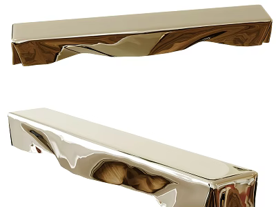 Sleek Metal Handles In Gold And Silver With Modern Design And Shiny Surface 3d model